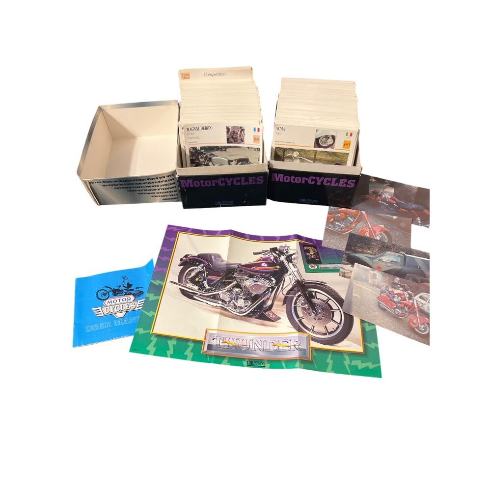 Vintage Atlas Motorcycle 2 Box Card Set Complete Dividers Guide Poster Photos